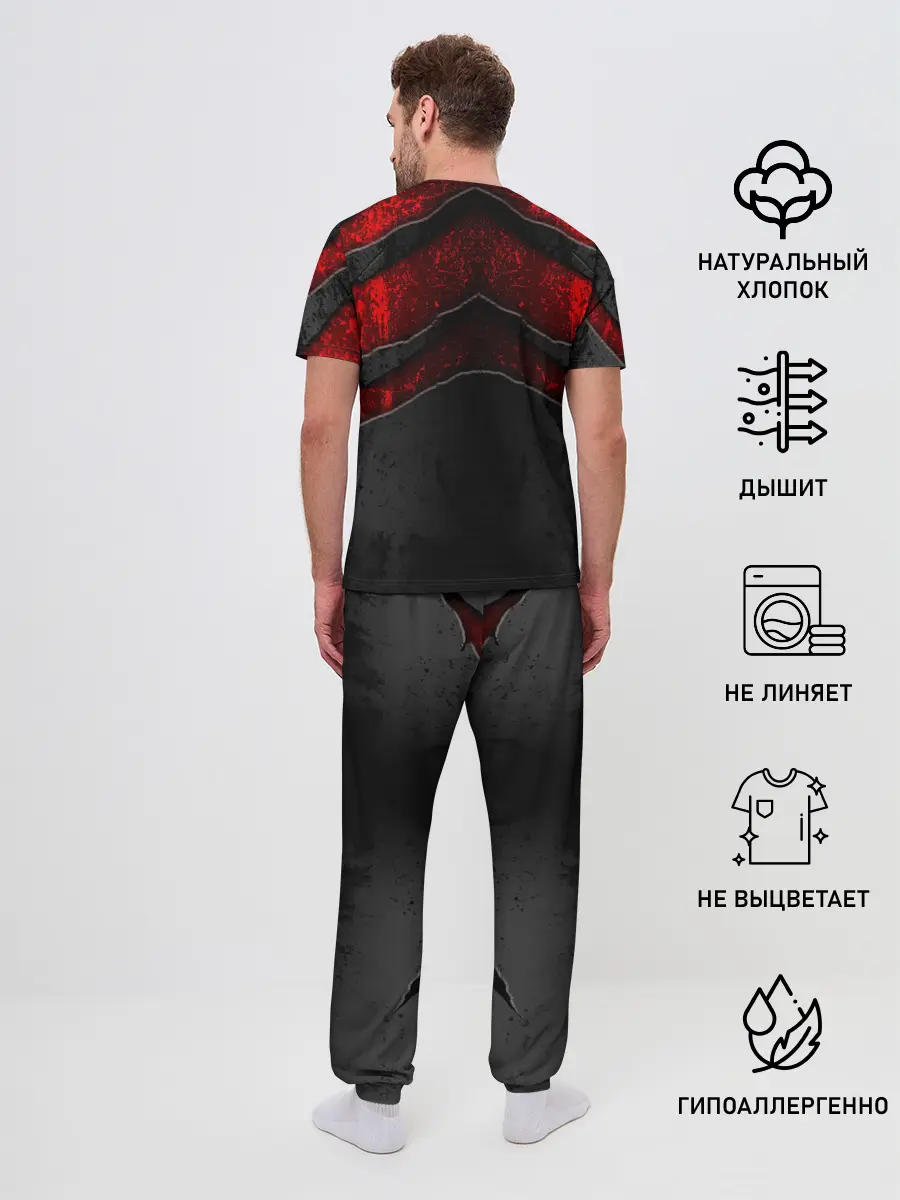 Мужская пижама с брюками / Black & Red Metal
