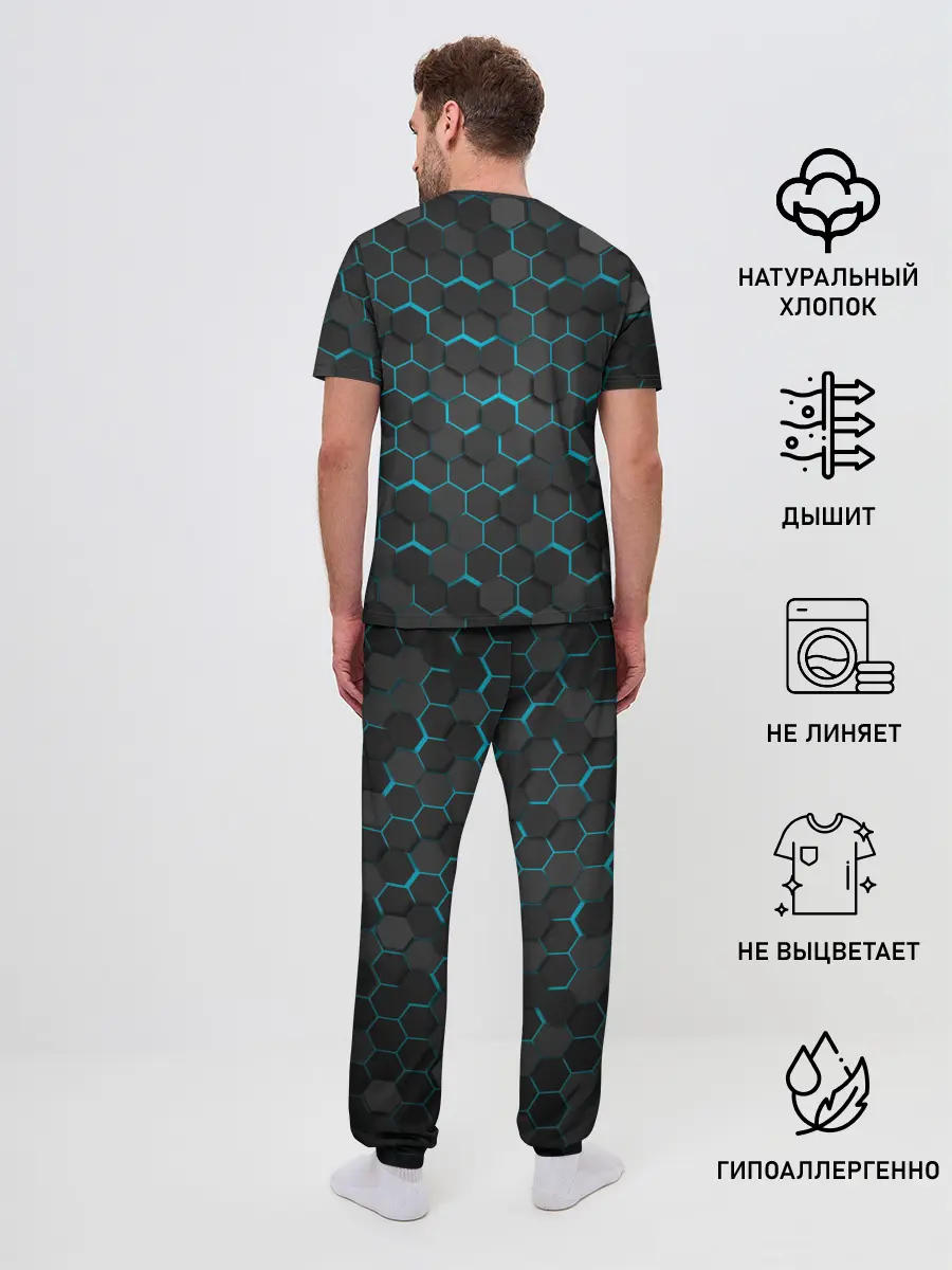 Мужская пижама с брюками / Turquoise Octagon