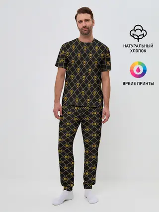 Мужская пижама с брюками / KILLER QUEEN желтый паттерн