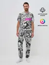 Мужская пижама с брюками / Чернобелый комикс джоджо