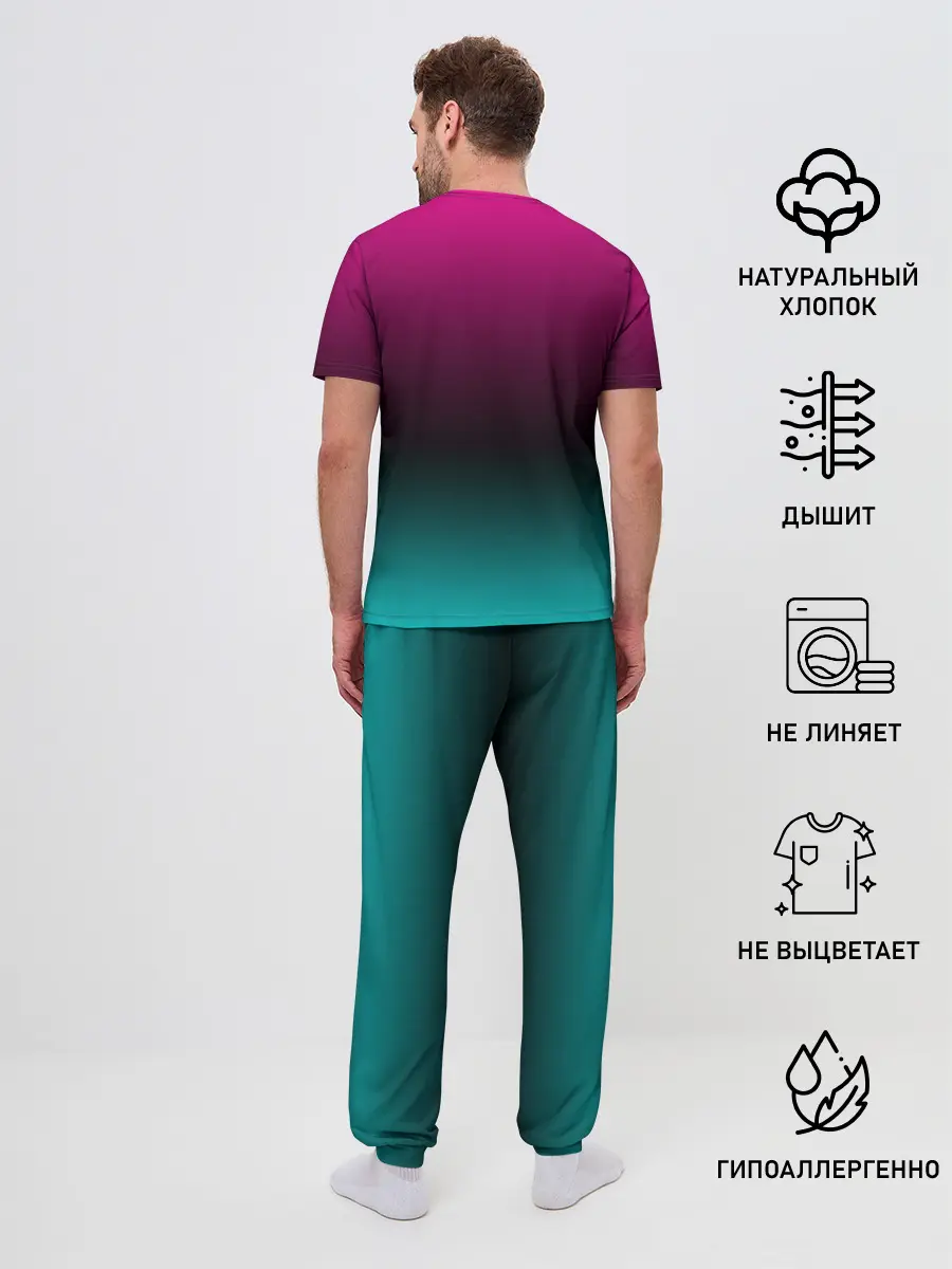 Мужская пижама с брюками / RETRO CYBER BEAR NEON