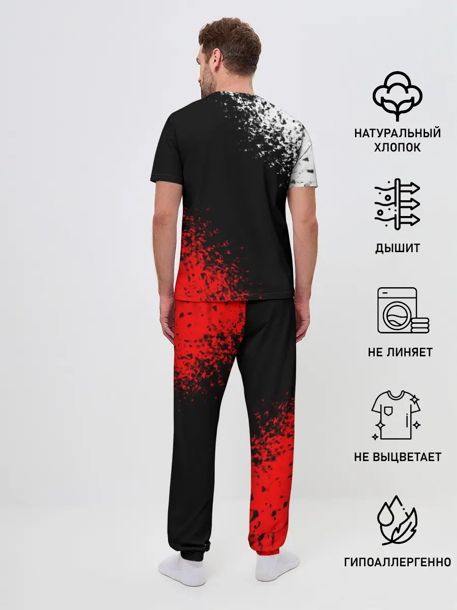 Мужская пижама с брюками / Оверлорд лого краснобелый