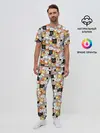 Мужская пижама с брюками / Котики