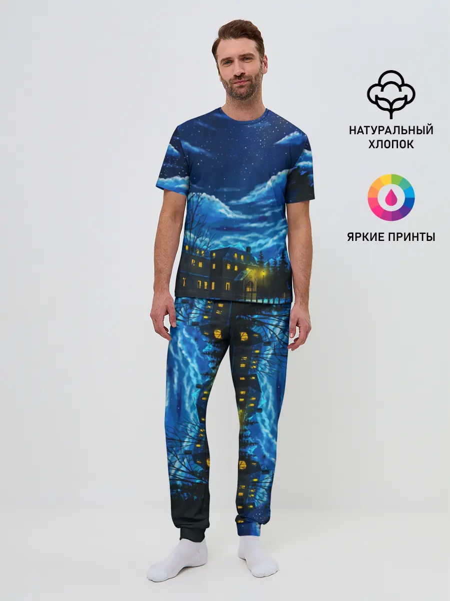 Мужская пижама с брюками / ЗИМНЯЯ НОЧЬ