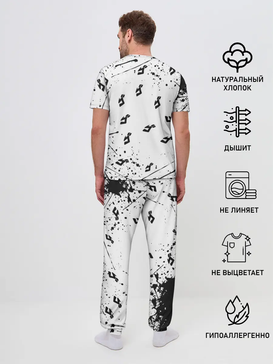 Мужская пижама с брюками / KILLER QUEEN черные брызги