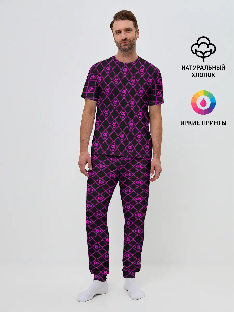 Мужская пижама с брюками / KILLER QUEEN фиолетовый узор