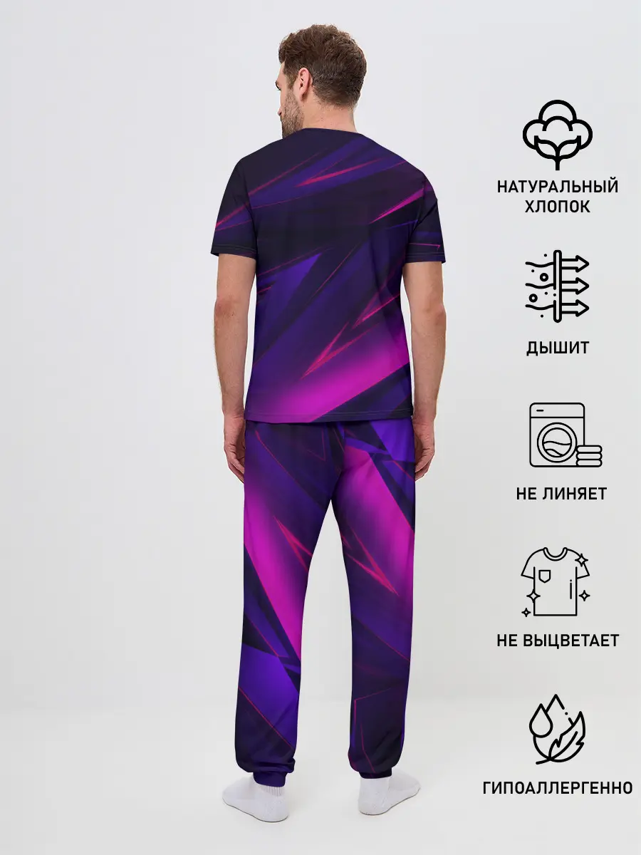 Мужская пижама с брюками / GEOMETRY STRIPES NEON