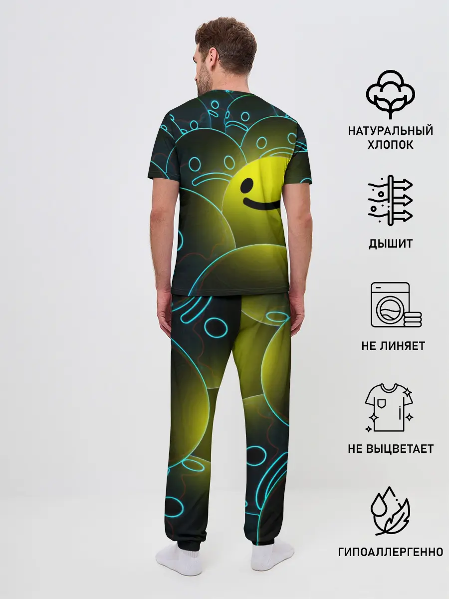 Мужская пижама с брюками / НЕОНОВЫЕ СМАЙЛЫ