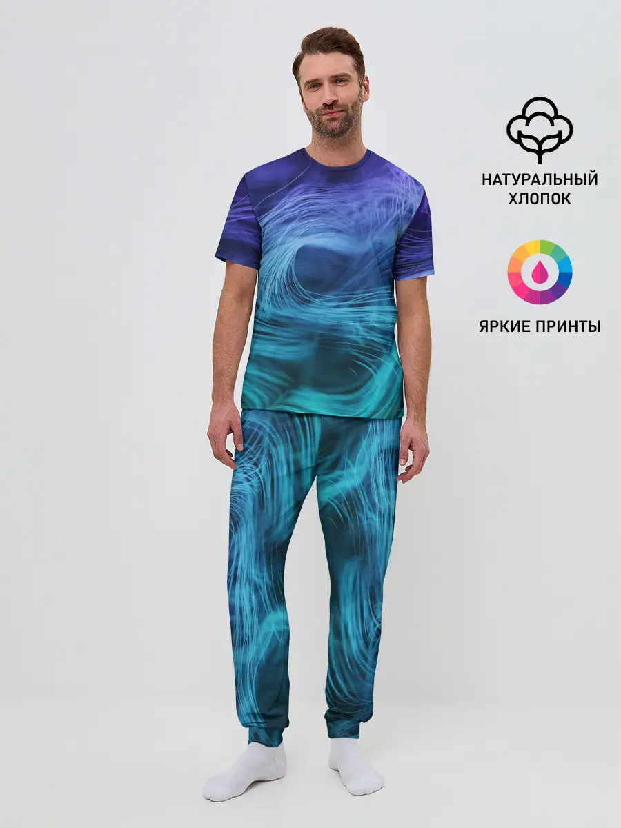 Мужская пижама с брюками / Линии материи