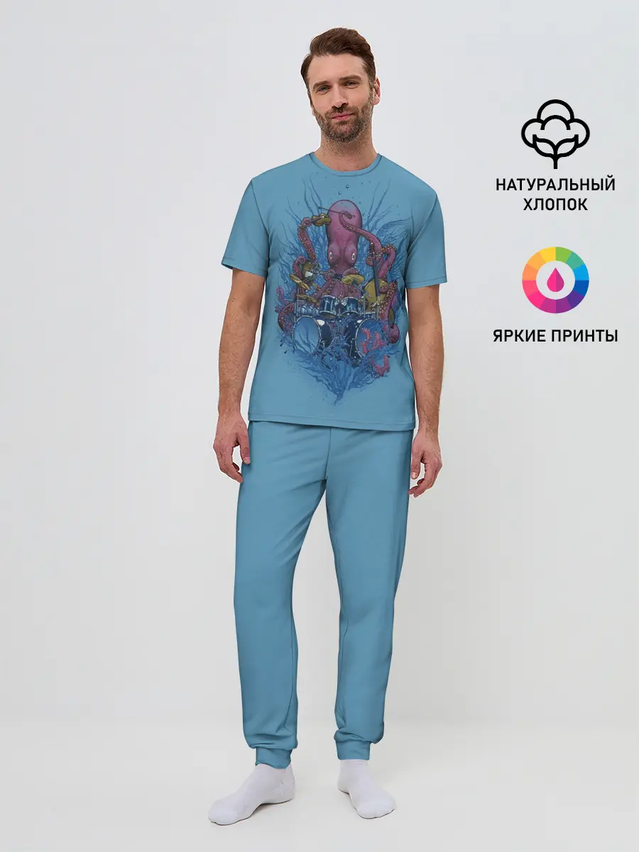 Мужская пижама с брюками / Осьминог барабанщик