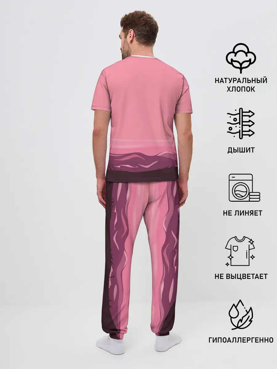 Мужская пижама с брюками / фламинго