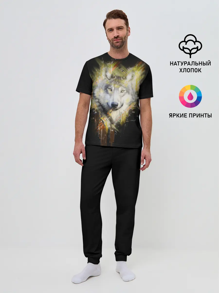 Мужская пижама с брюками / Волчий тотем