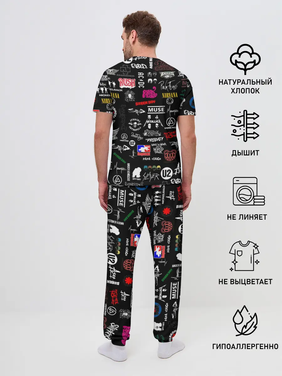 Мужская пижама с брюками / ЛОГОТИПЫ РОК ГРУПП | PATTERN