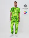 Мужская пижама с брюками / Зеленая мозаика