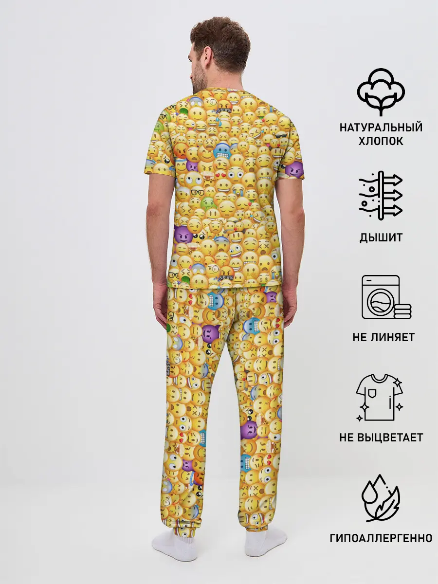 Мужская пижама с брюками / Смайлики Emoji