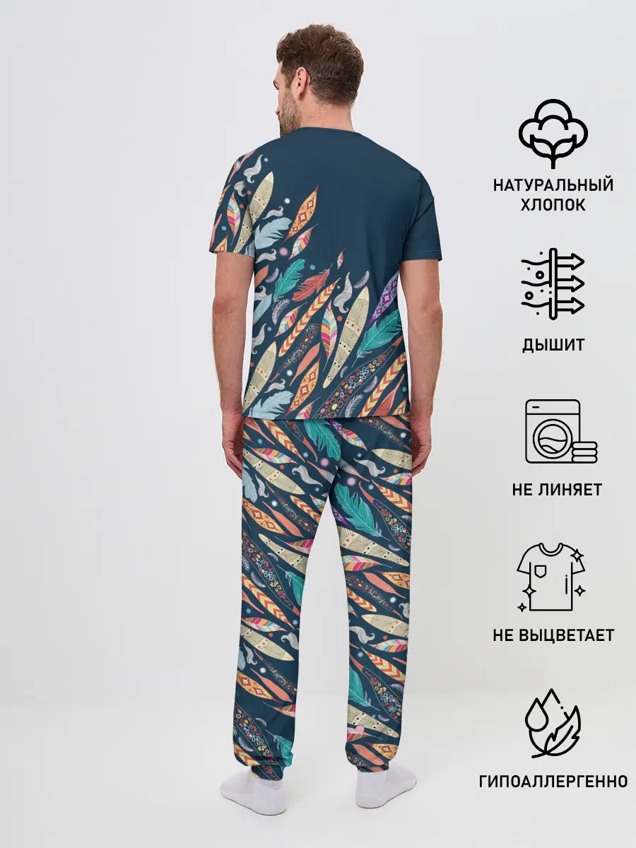 Мужская пижама с брюками / Перья