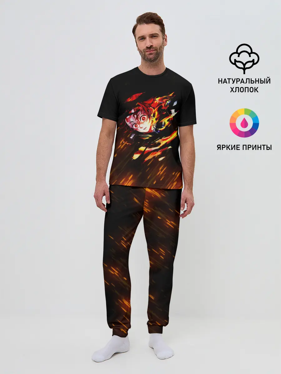 Мужская пижама с брюками / Burning Kamado