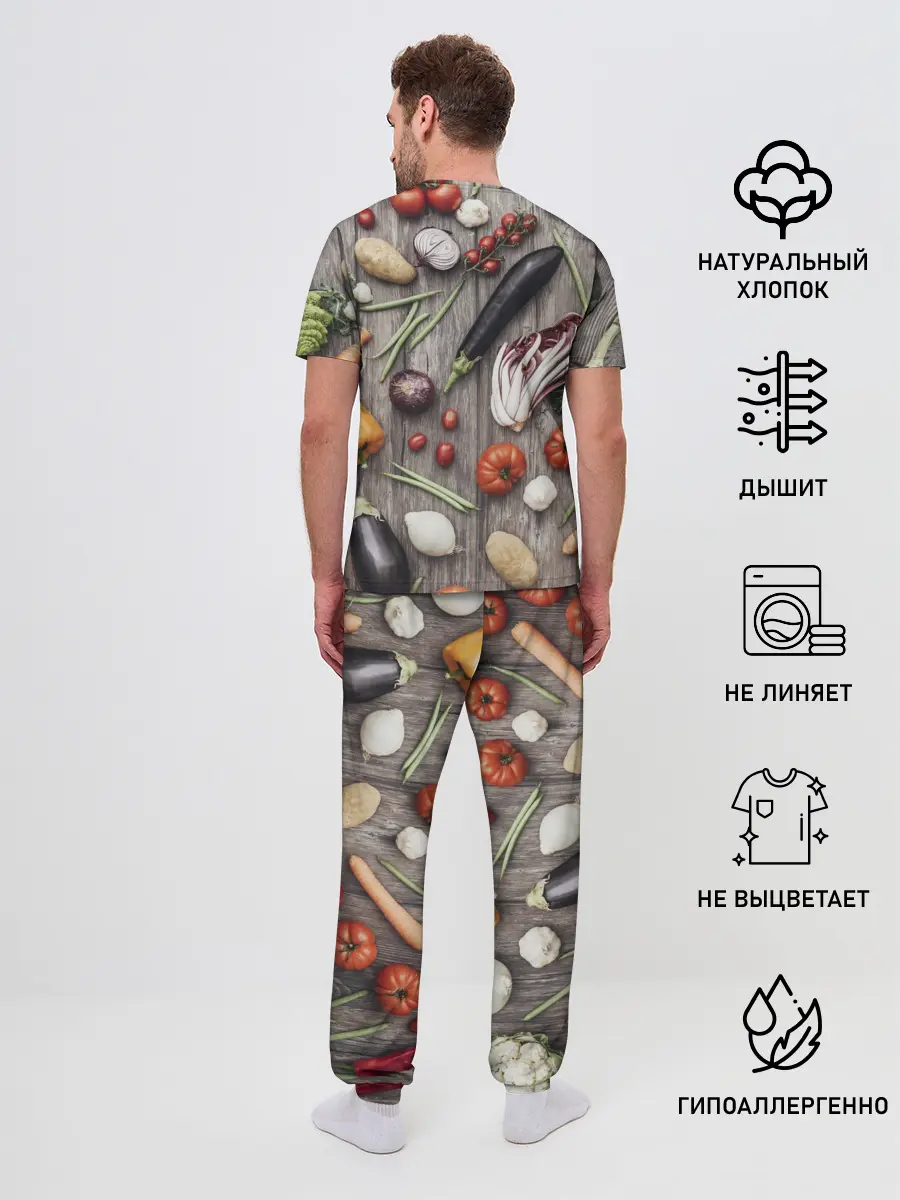 Мужская пижама с брюками / Еда