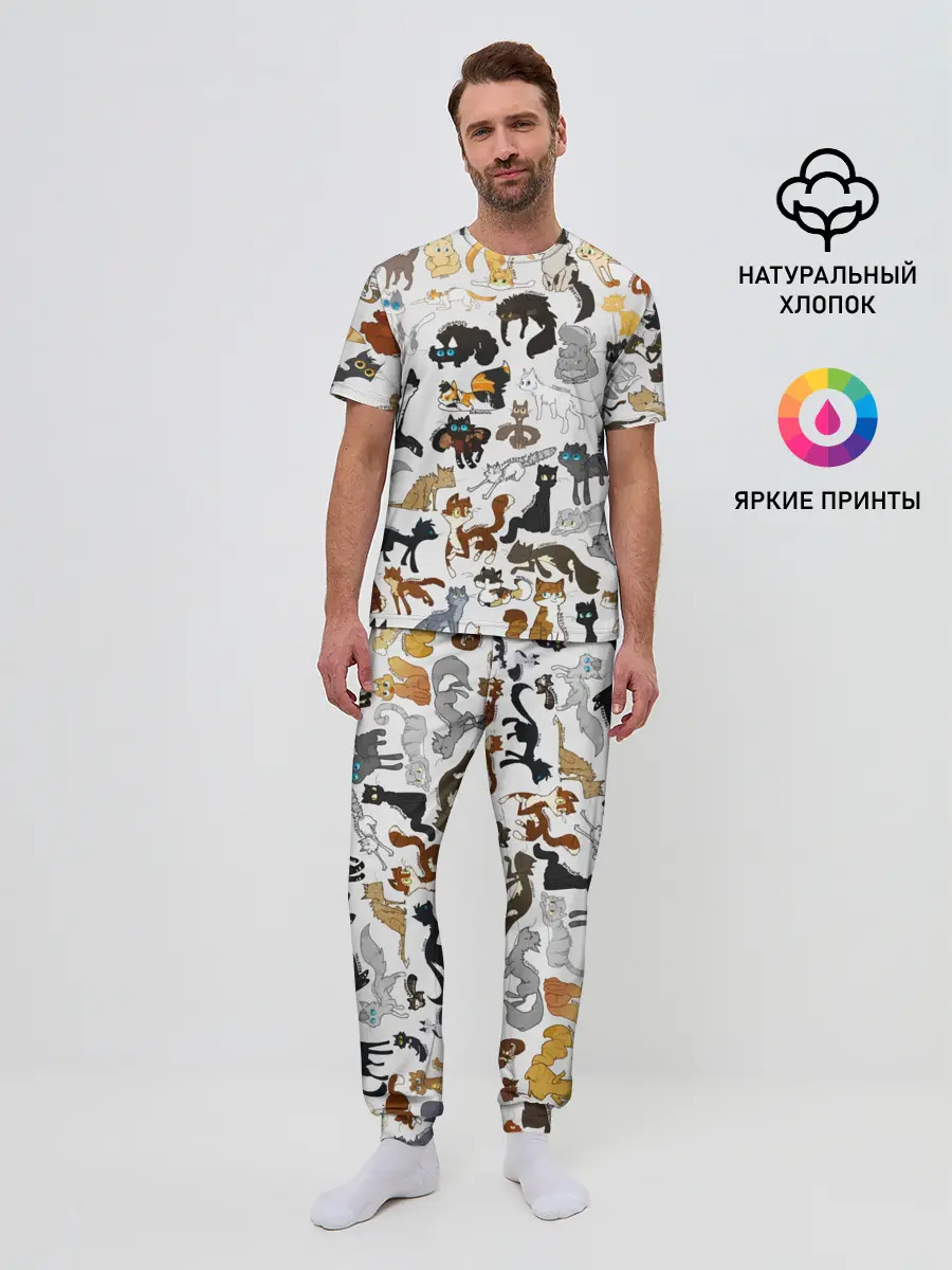 Мужская пижама с брюками / Котоколлаж 03