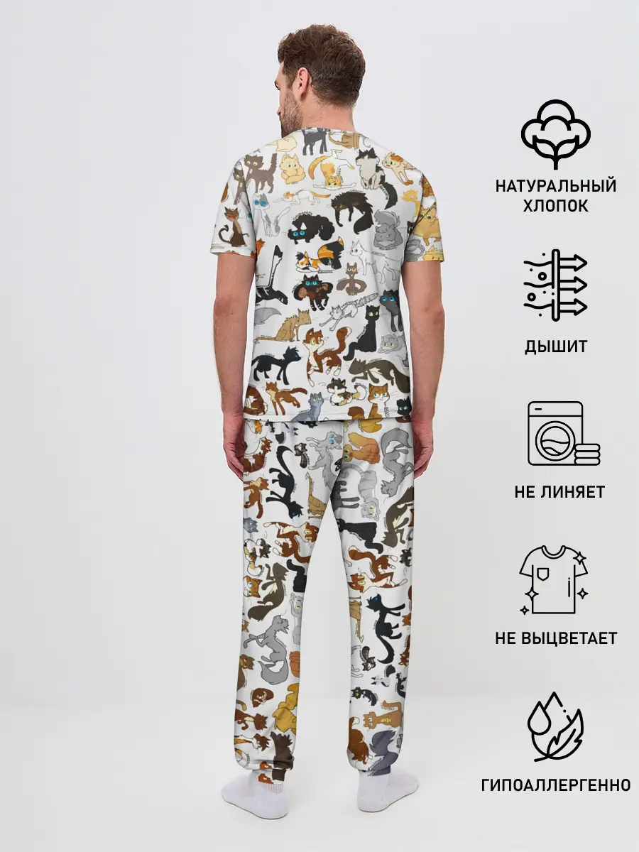 Мужская пижама с брюками / Котоколлаж 03