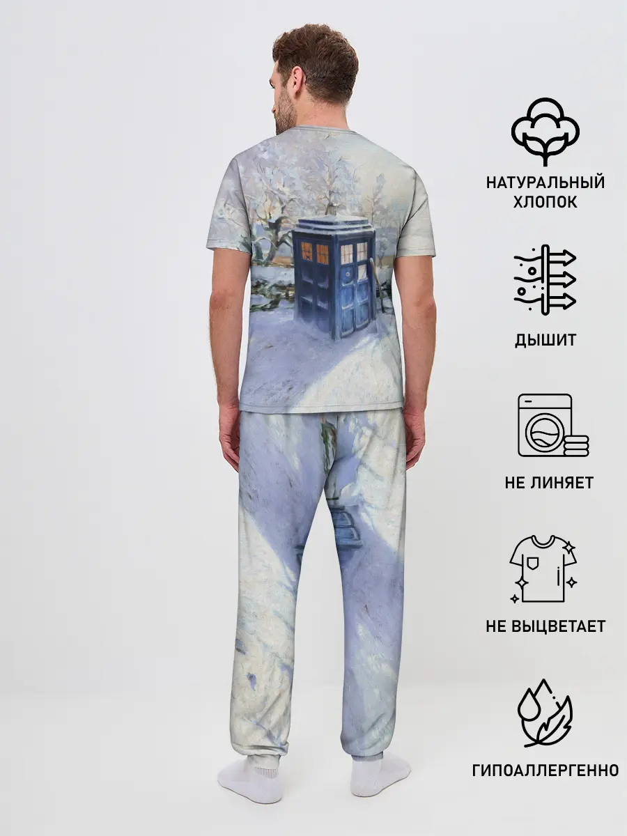 Мужская пижама с брюками / ТАРДИС В СНЕГУ