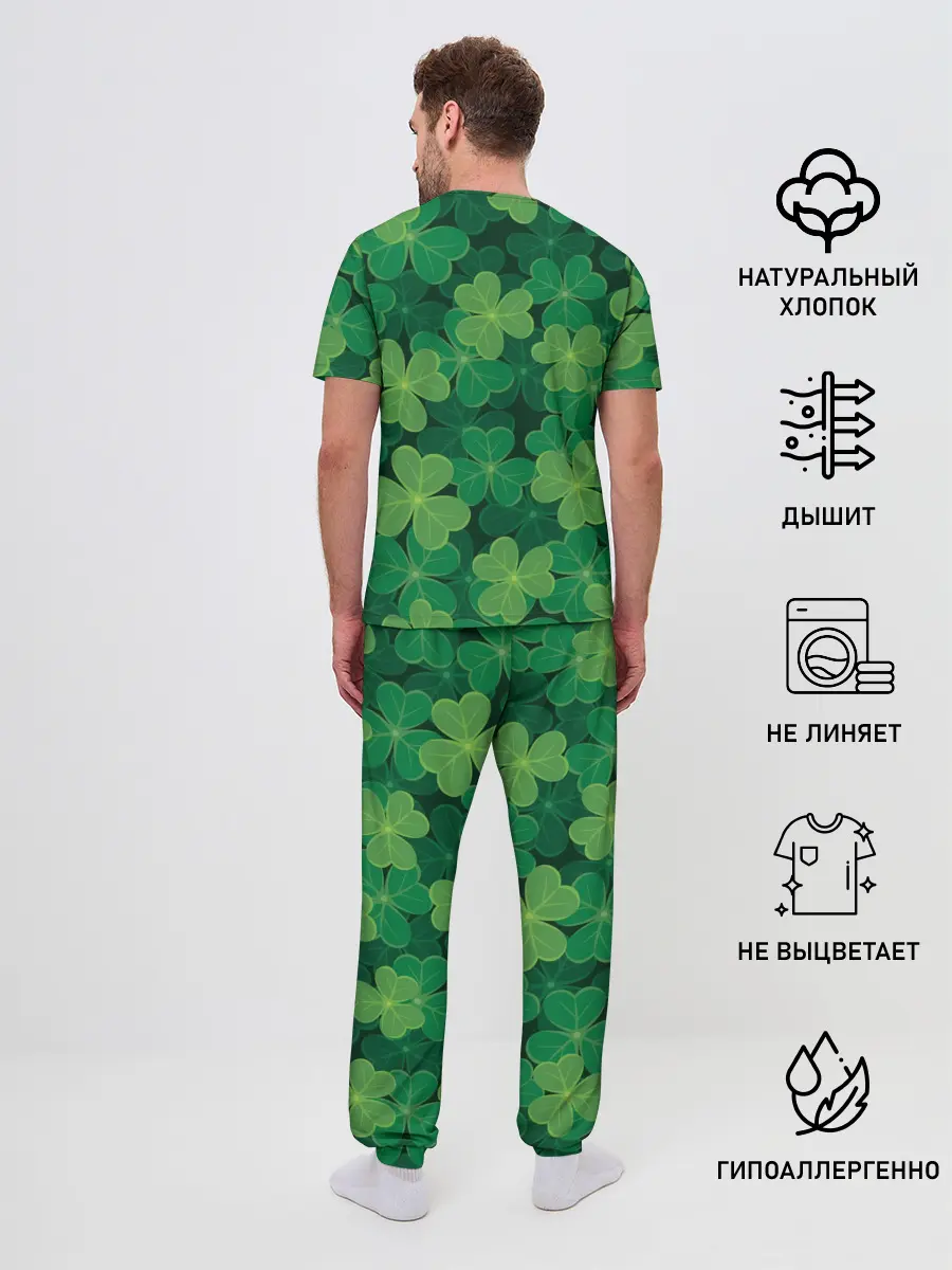 Мужская пижама с брюками / Ирландский клевер