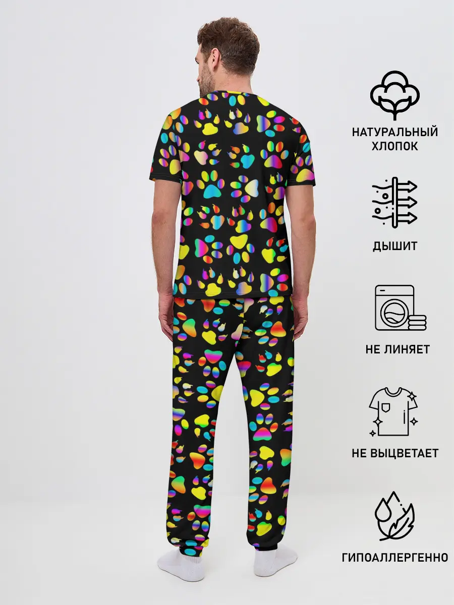 Мужская пижама с брюками / Корги | Цветные лапки