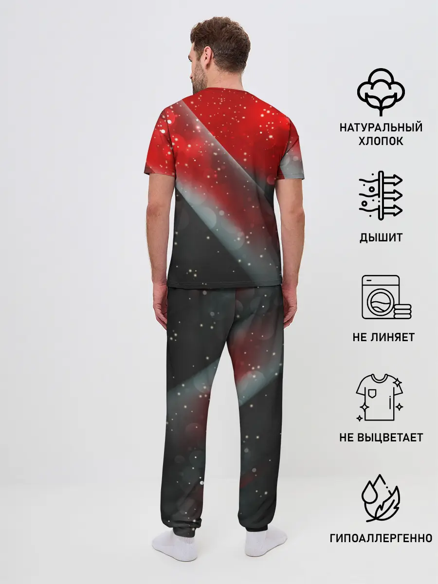 Мужская пижама с брюками / Red & Black