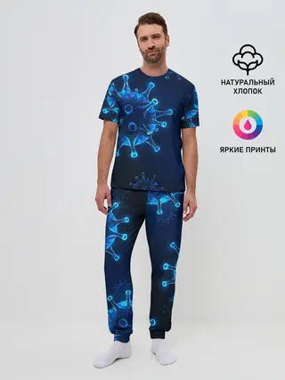 Мужская пижама с брюками / Коронавирус