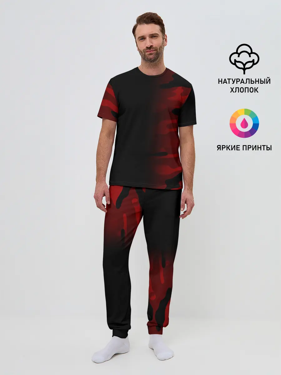 Мужская пижама с брюками / RED BLACK MILITARY CAMO | КРАСНЫЙ КАМУФЛЯЖ