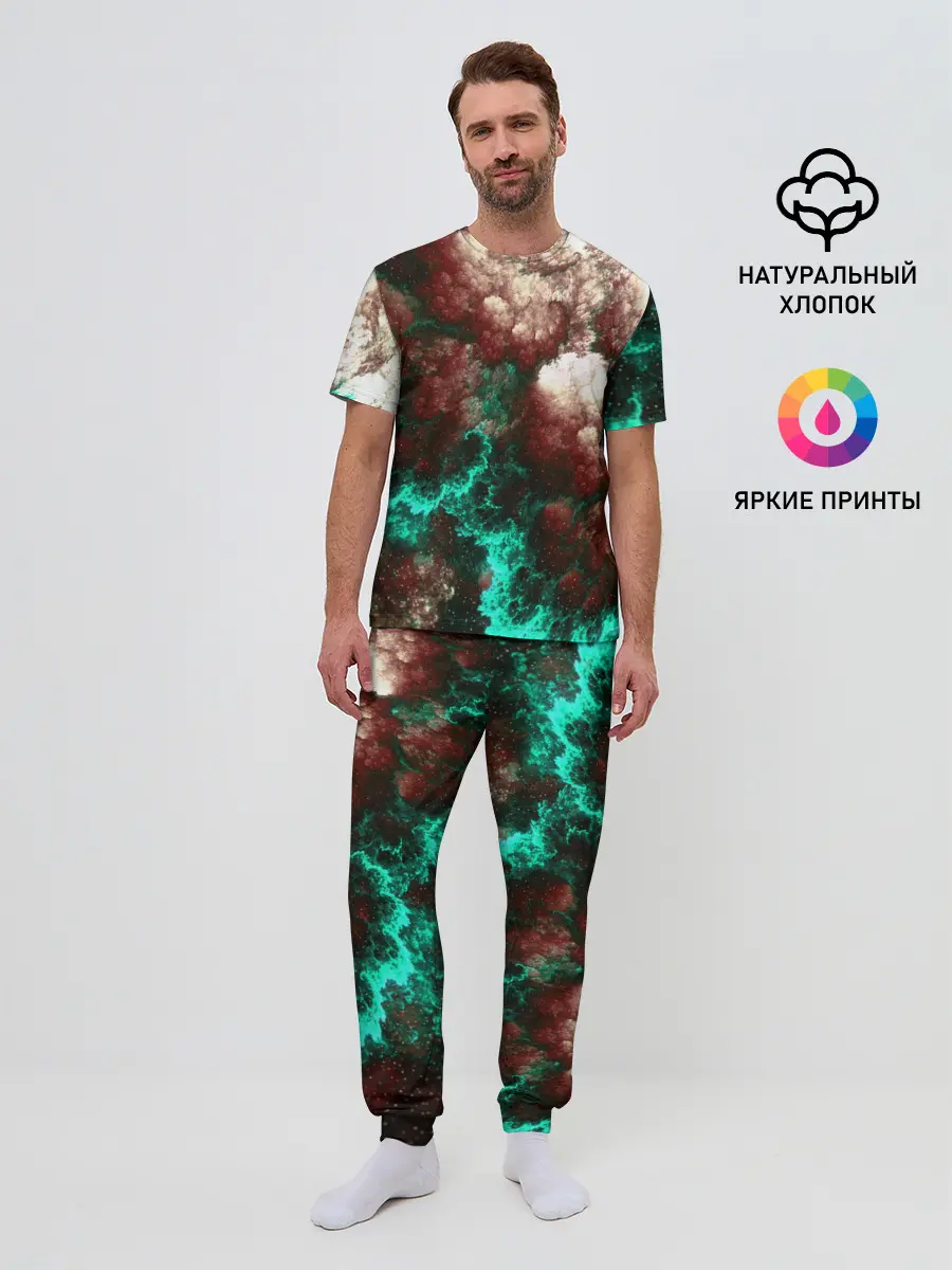 Мужская пижама с брюками / НЕОНОВЫЙ КОСМОС