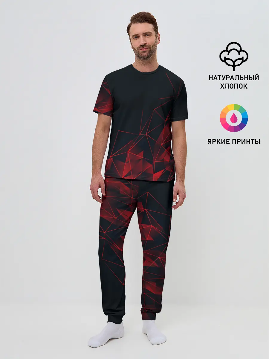 Мужская пижама с брюками / RED STRIPES | КРАСНАЯ ГЕОМЕТРИЯ