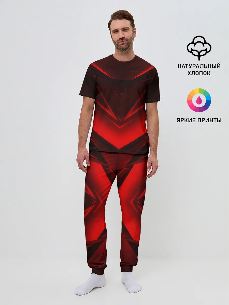 Мужская пижама с брюками / GEOMETRY STRIPES | КРАСНАЯ ГЕОМЕТРИЯ