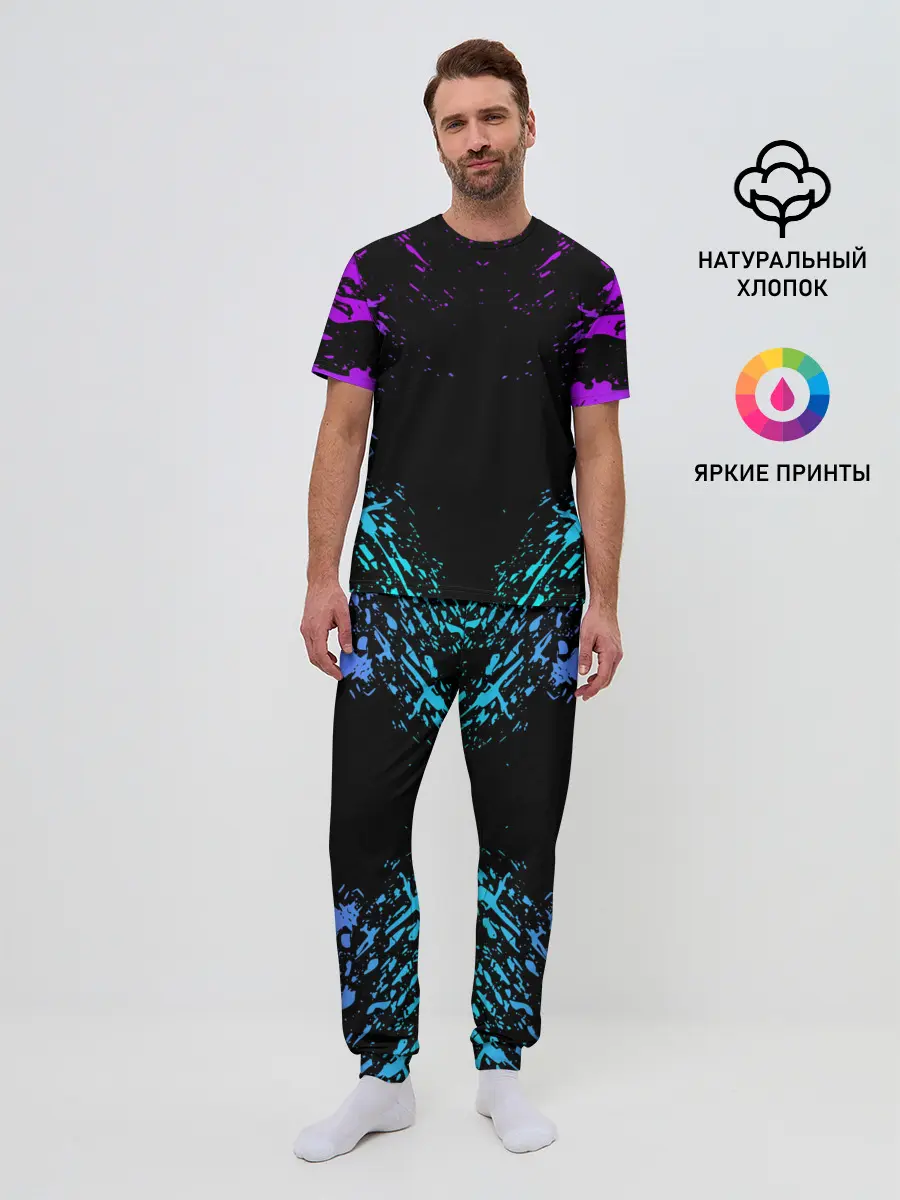 Мужская пижама с брюками / НЕОНОВЫЕ БРЫЗГИ