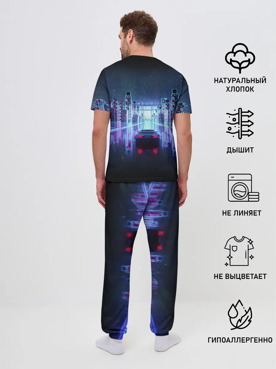 Мужская пижама с брюками / SYNTHWAVE / RETROWAVE