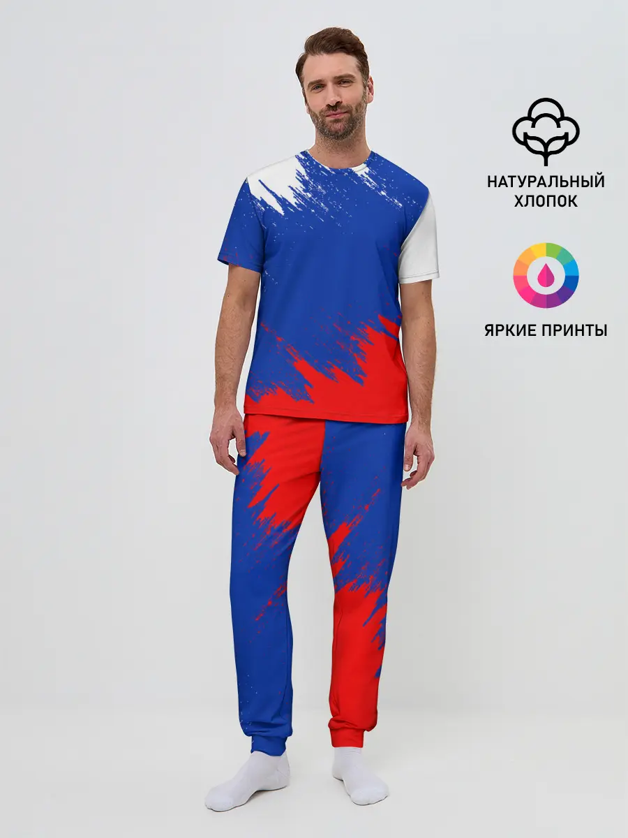 Мужская пижама с брюками / РОССИЯ ТРИКОЛОР