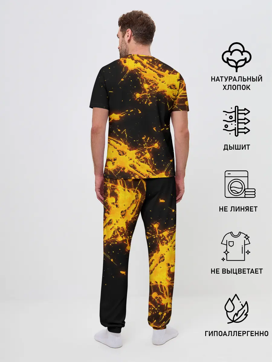 Мужская пижама с брюками / БРЫЗГИ КРАСКИ NEON
