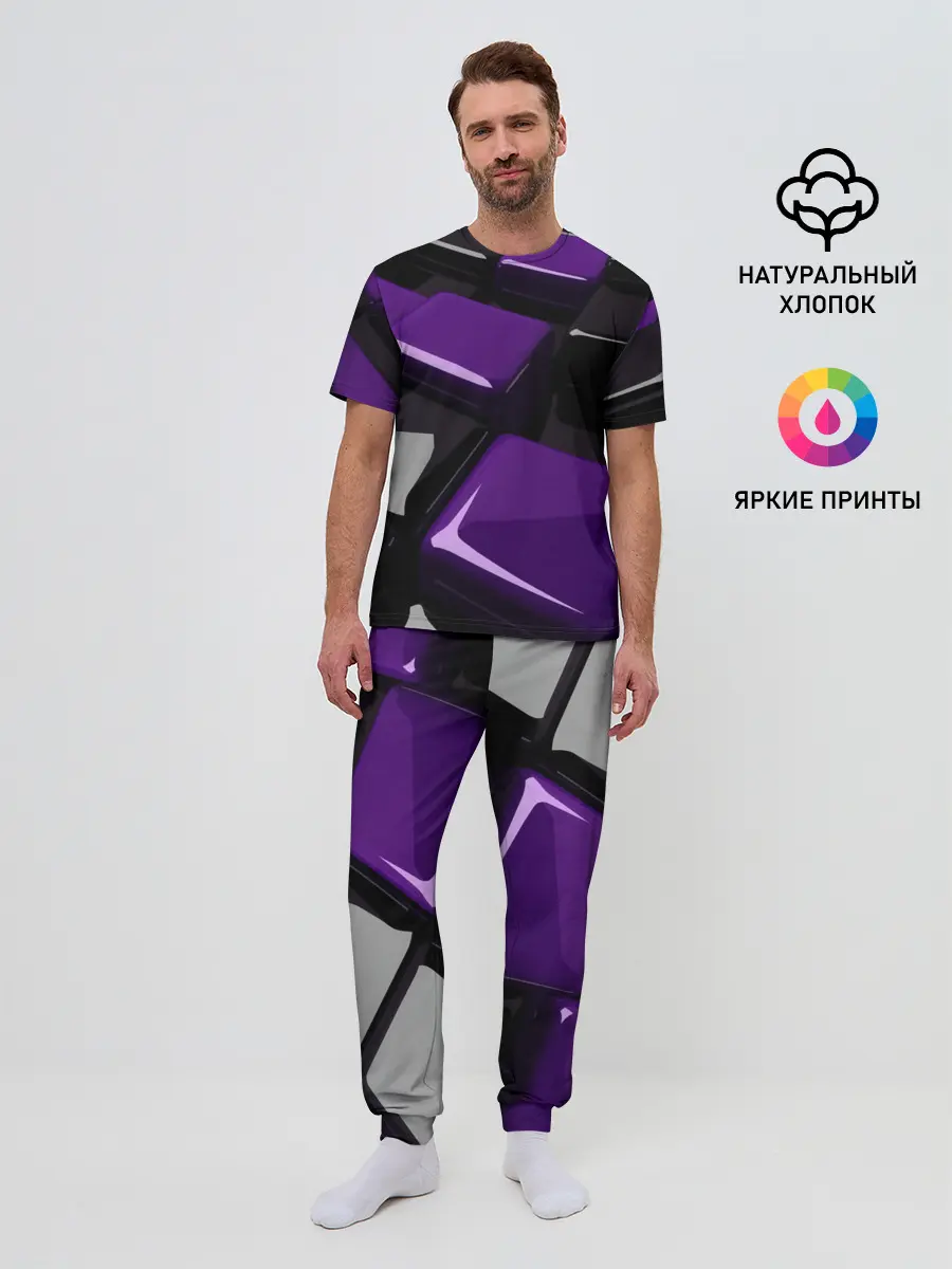 Мужская пижама с брюками / НЕОНОВАЯ ГЕОМЕТРИЯ