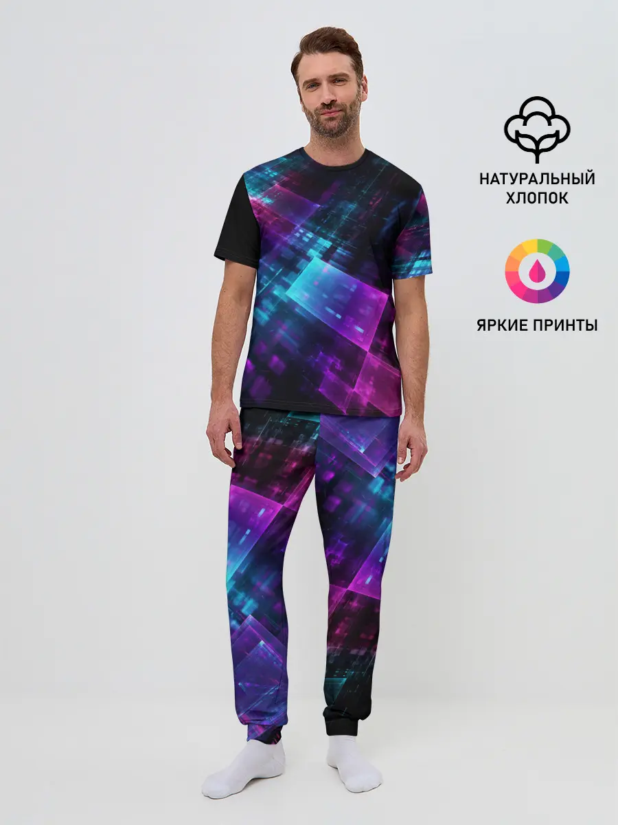 Мужская пижама с брюками / НЕОНОВАЯ АБСТРАКЦИЯ