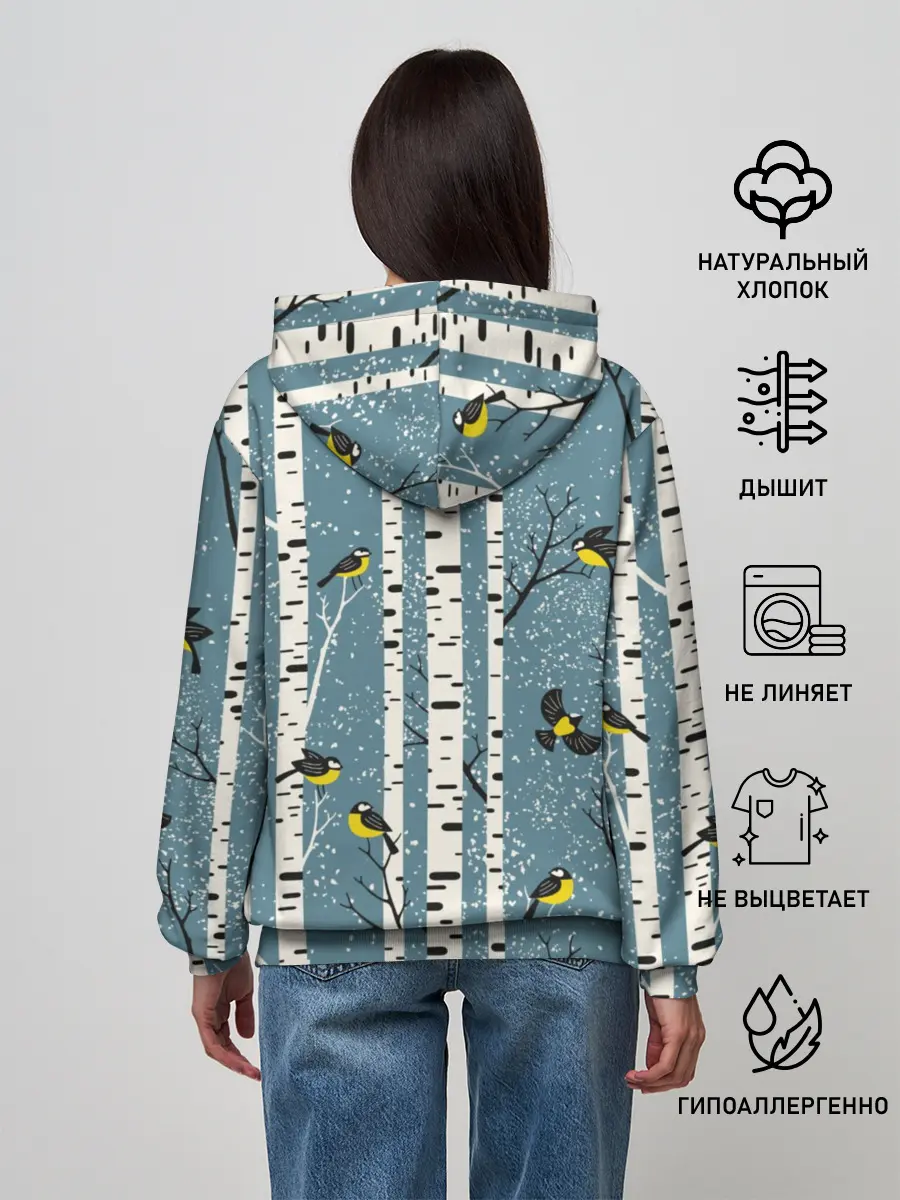 Женское худи / Синички на берёзах