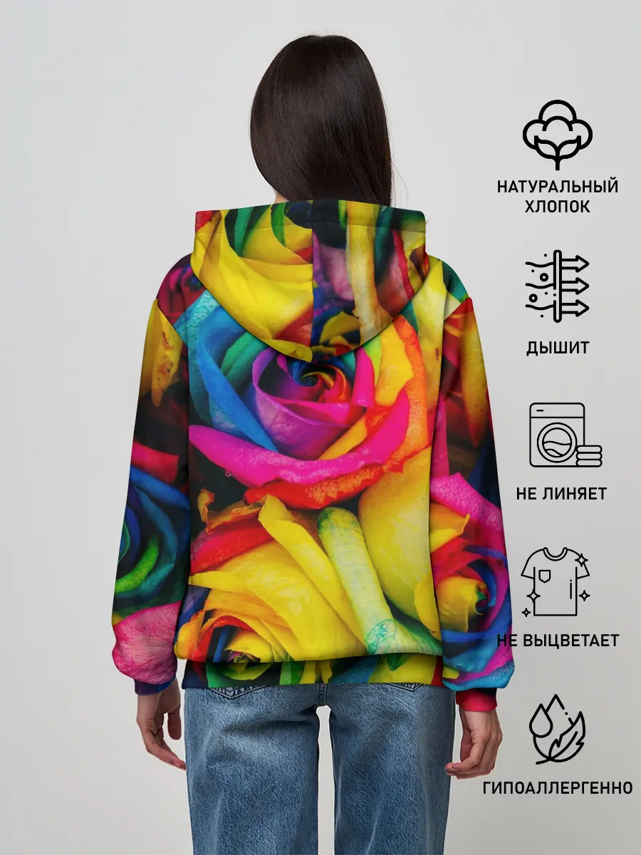 Женское худи / Разноцветные розы