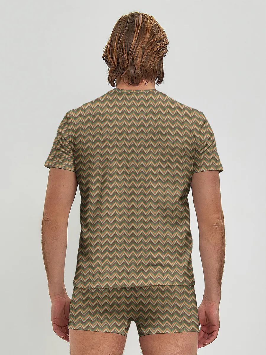 Мужские трусы с футболкой / Абстракция разноцветные зигзаги