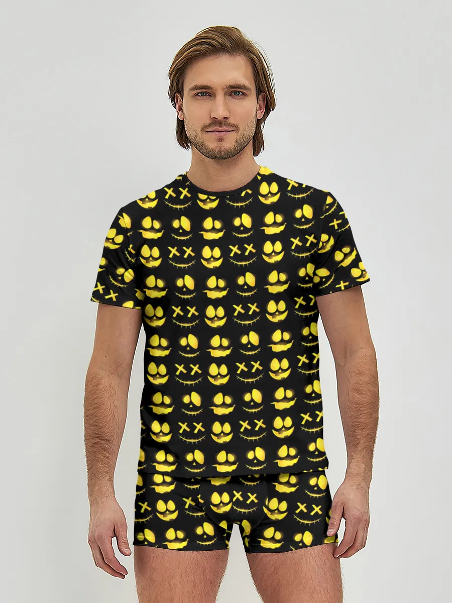 Мужские трусы с футболкой / Прикольные смайлы Хэллоуин / Halloween
