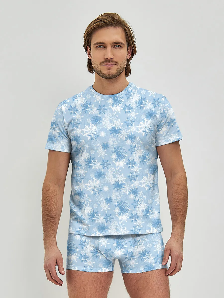 Мужские трусы с футболкой / Морозное Снежное Утро