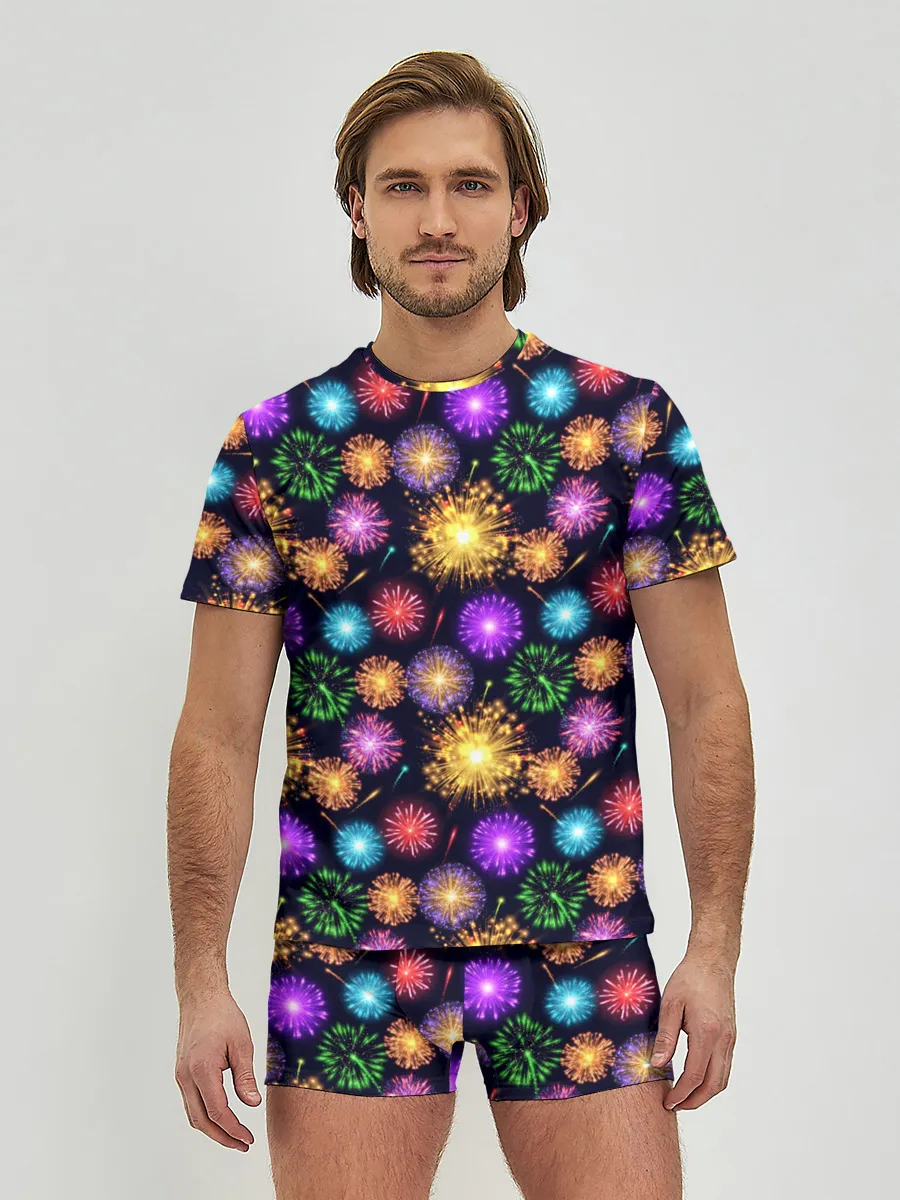 Мужские трусы с футболкой / Праздничный Фейерверк