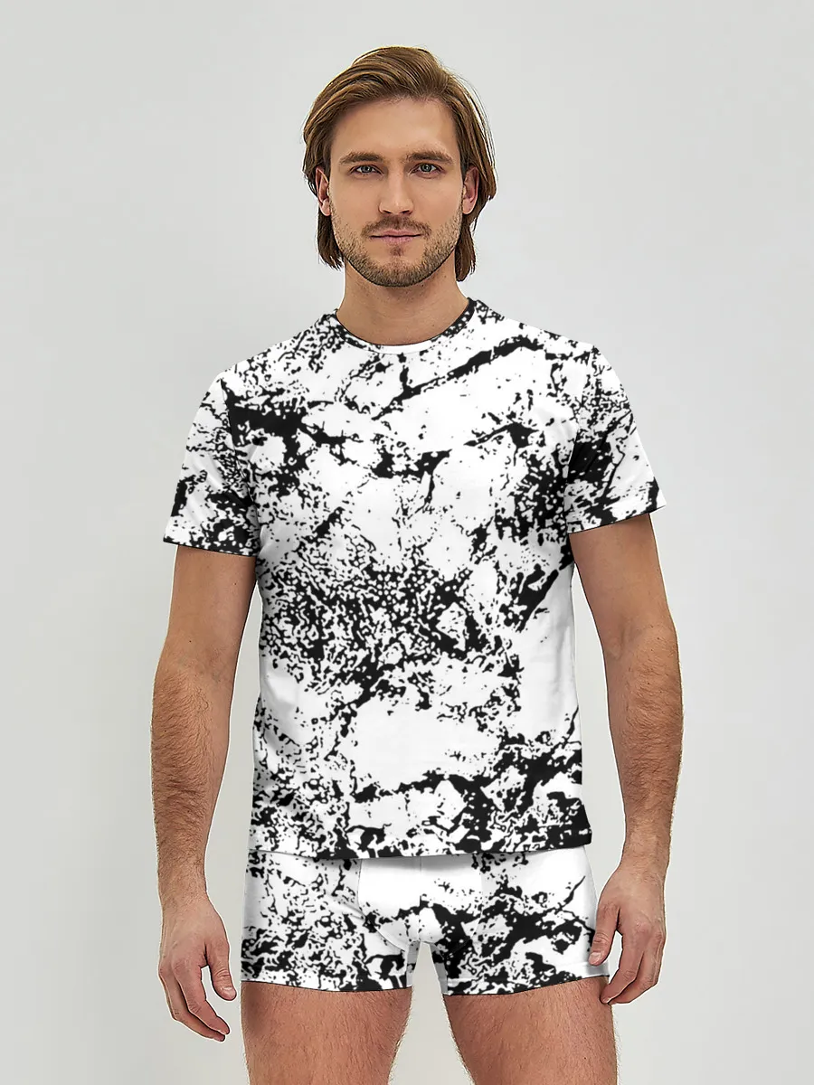 Мужские трусы с футболкой / Эффект линогравюры