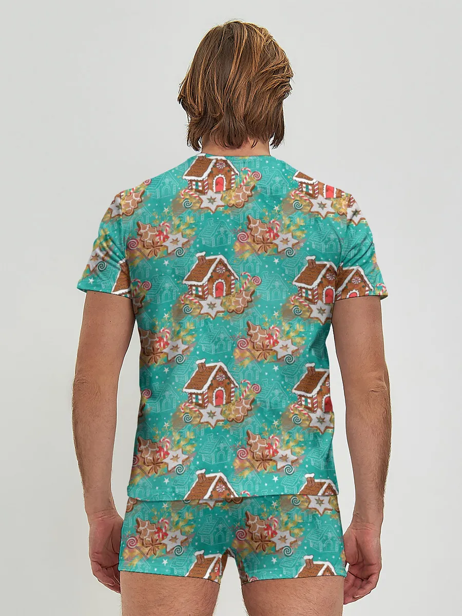 Мужские трусы с футболкой / Рождественские пряники паттерн