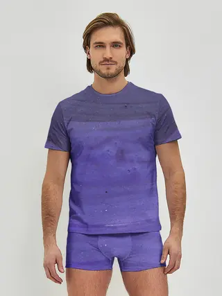 Мужские трусы с футболкой / Фиолетовые краски