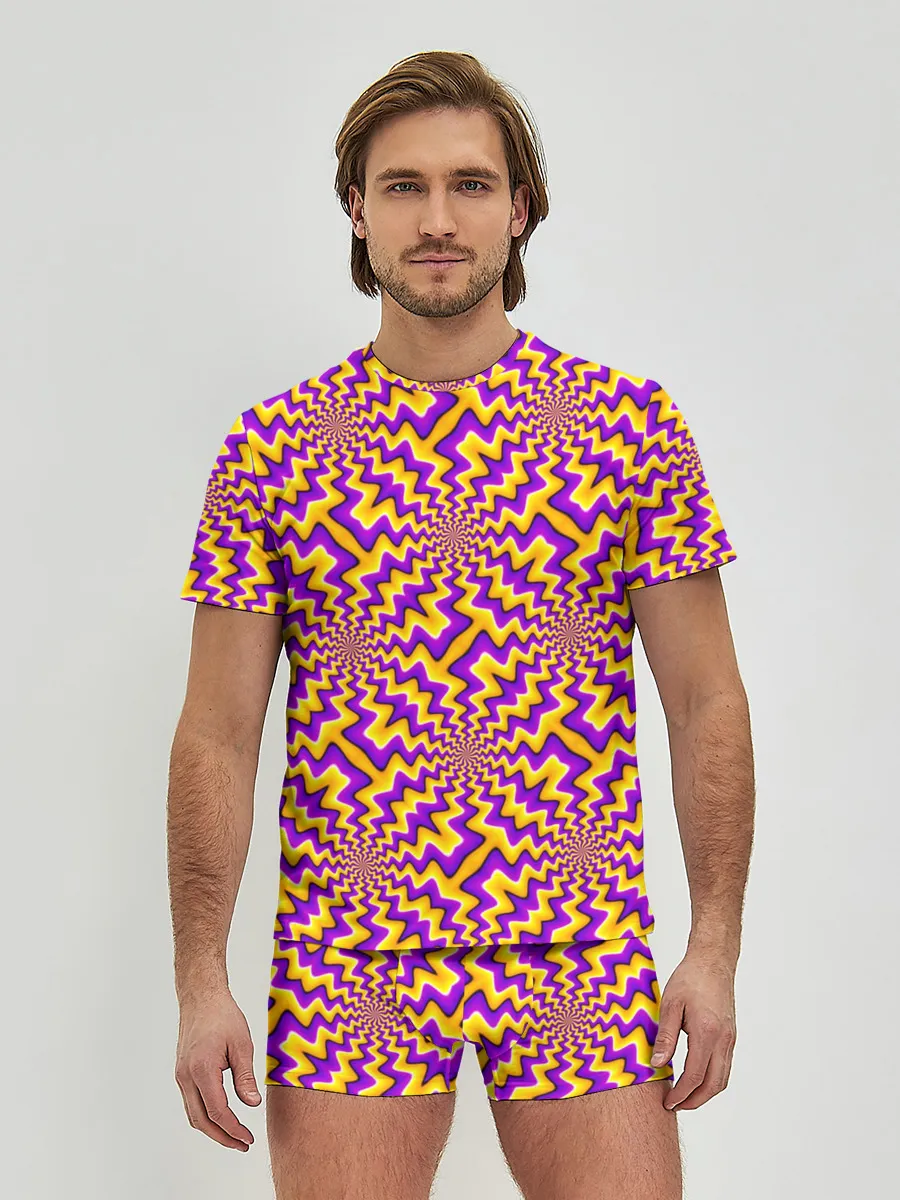 Мужские трусы с футболкой / Желто-фиолетовая иллюзия