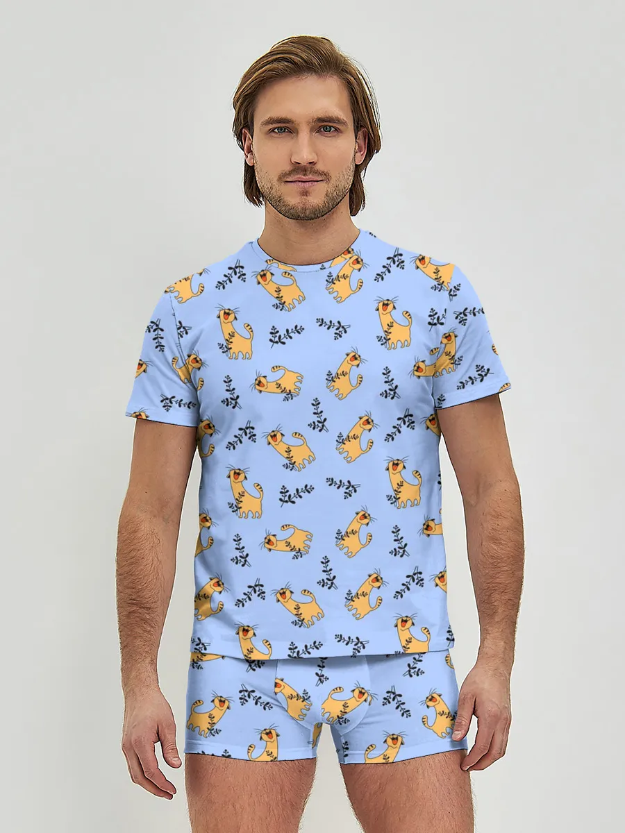 Мужские трусы с футболкой / Радостный кот